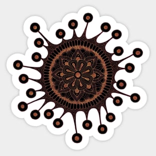 Virus Mandala (black/orange) Sticker